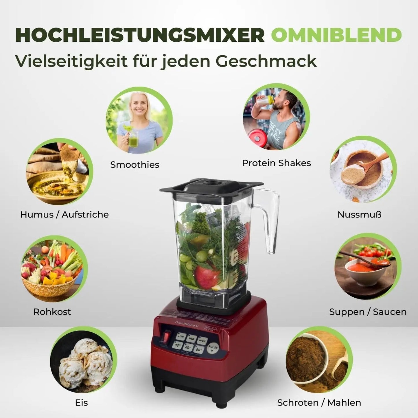 JTC OmniBlend V TM-800A maron 1,5 Liter Hochleistungsmixer - Vielseitigkeit für jeden Geschmack