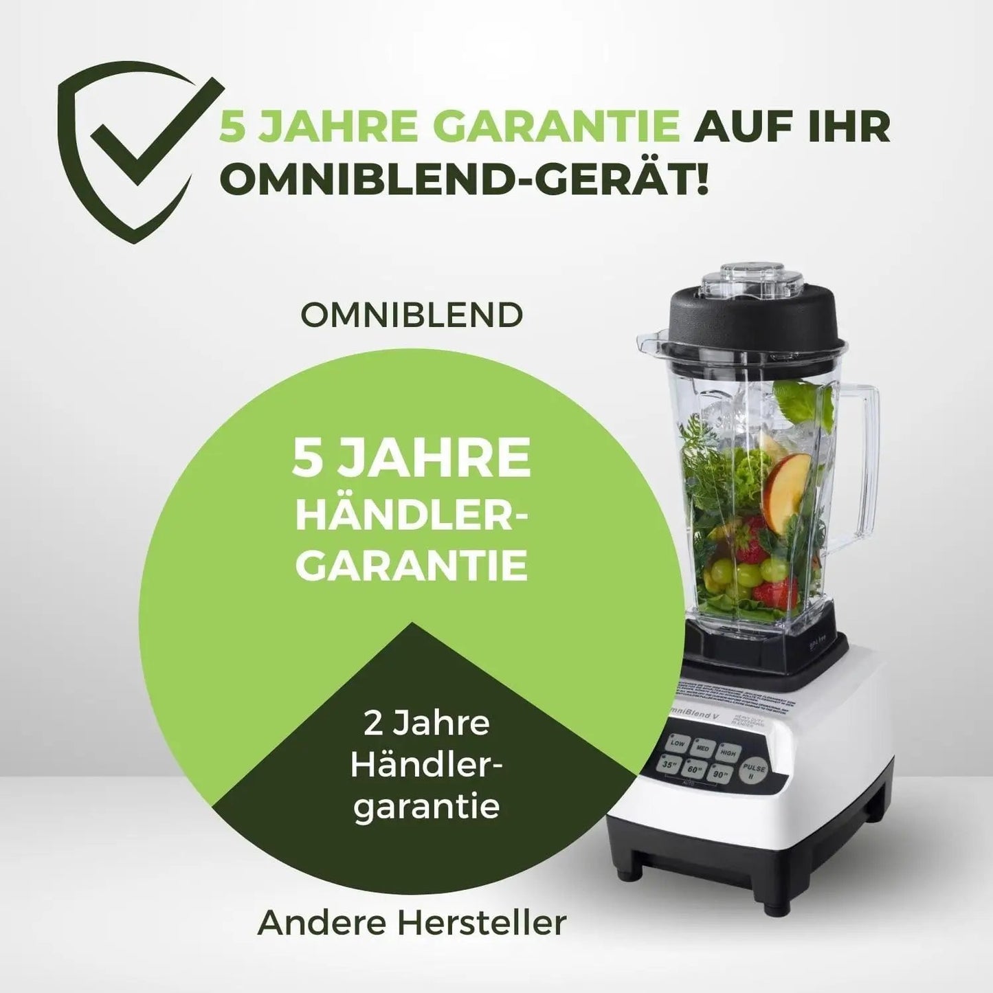 JTC OmniBlend V TM-800 perlweiß 2 Liter Hochleistungsmixer BPA-frei Standmixer Smoothie Mixer
