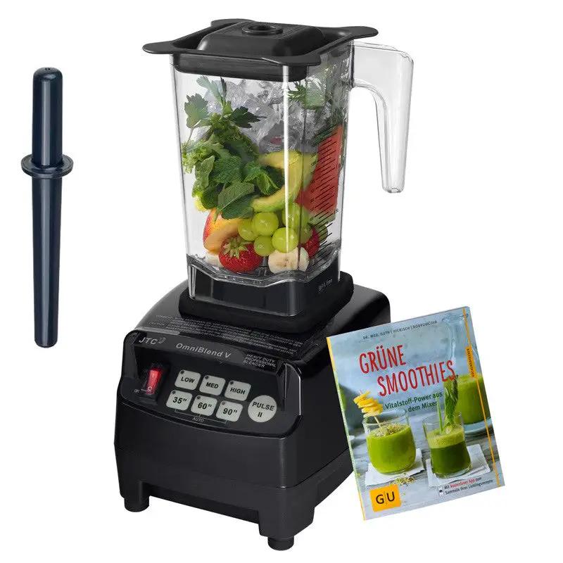 OmniBlend V TM-800A schwarz 1,5 L Standmixer BPA-frei mit Stößel und Gratis Beigabe Buch "Grüne Smoothies"